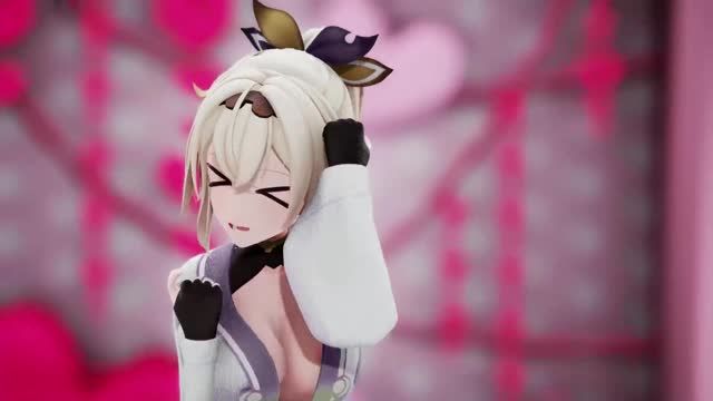 Kazama Iroha Hentai Undress Dance Lap Tap Love MMD 3D HoloLive Samurai Girl 深紫色眼睛